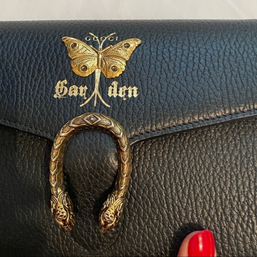 GUCCI Calfskin Garden Dionysus Chain Wallet Black - Picture 7 of 16